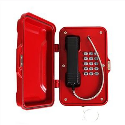 Red Color Weatherproof Telephone, Full Keypad, Wall-Mounting
